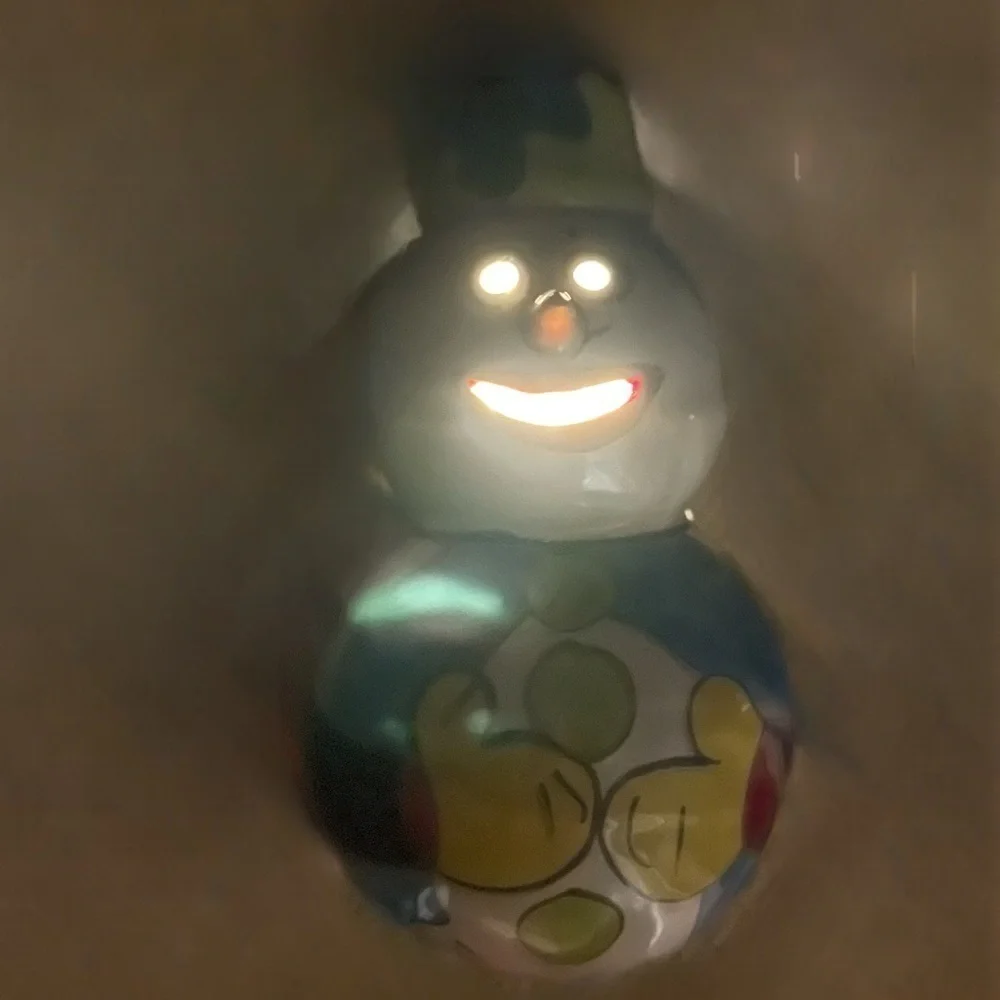Handmade Ceramic Luminary Snowmen Talaveras Mexico